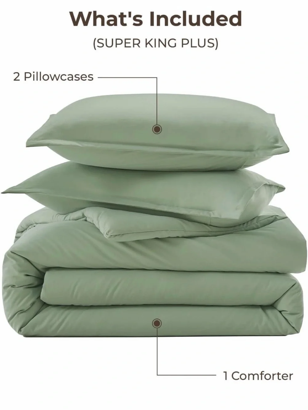Sage green super king plus!! comforter set. New! With pillow cases
